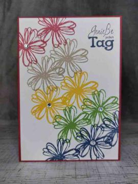 Grußkarte Genieße jeden Tag mit Blüten handgemacht